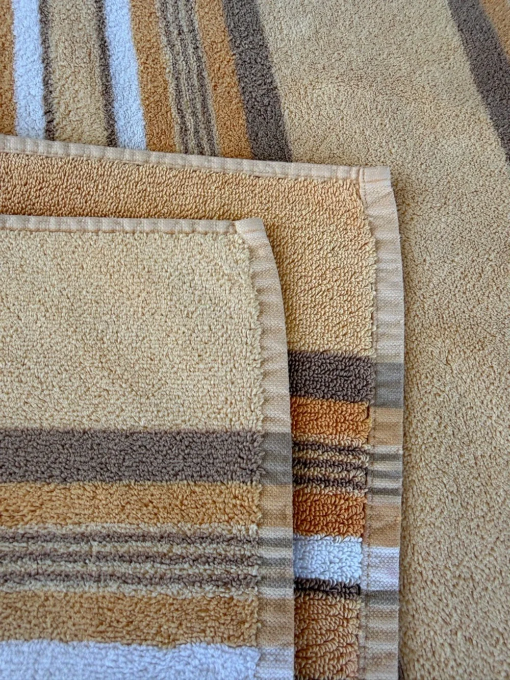Restoration Hardware Striped Oversized Beach Towel Gold Brown Orange 36x65 GUC